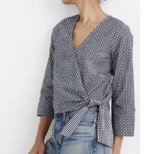 Madewell Textured Cotton Wrap Crop Top.